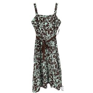 Danny & Nicole Midi Dress Women’s 16 Sleeveless Floral Belted Hawaiian Resort